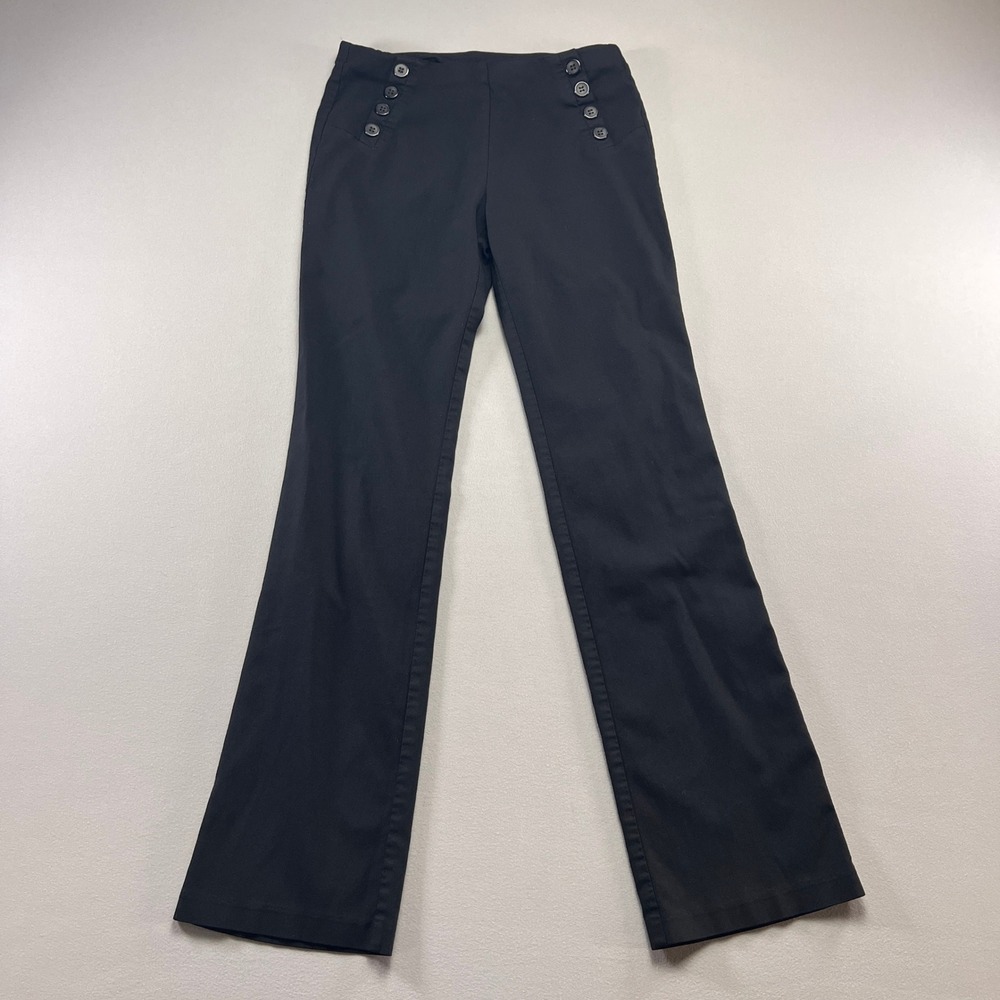 Joe Benbasset Dress Pants Womens Medium Black Rayon Stretch Low Rise Flared Leg